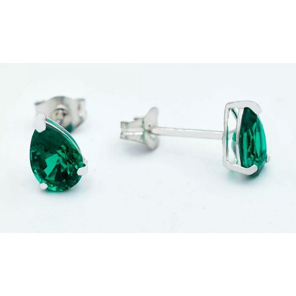 AAA Emerald 1.24 Cts Stud Earrings 14k White Gold